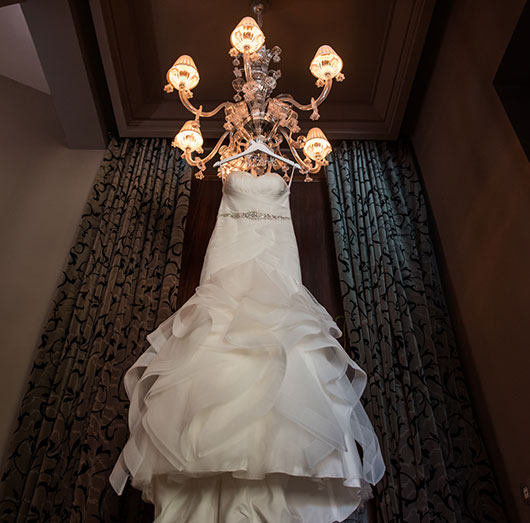 Outfits of the bride and groom